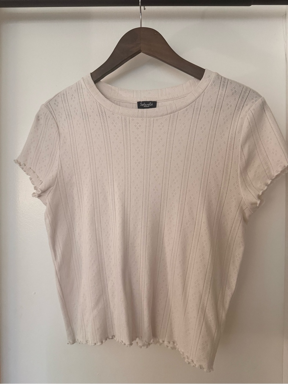 Cream Eyelet Short Sleeve Top